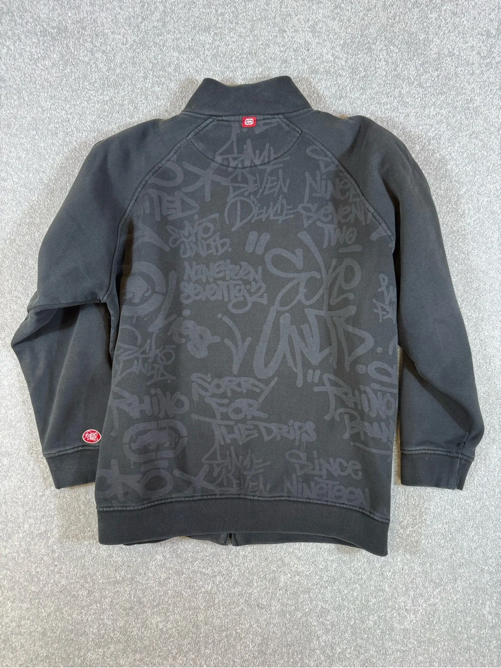 Ecko Unltd Hoodie Mens L Black Full Zip Sweater Hip Hop Graffiti Skater Y2K